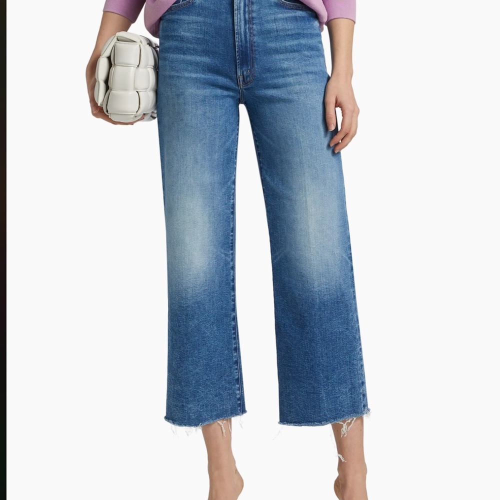 MOTHER Blue Frayed Hem Jeans